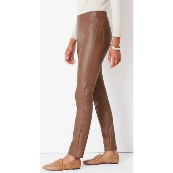 J. Jill Pants - J. Jill Women's Size Small Brown Vegan Leather Slim-Leg Pants